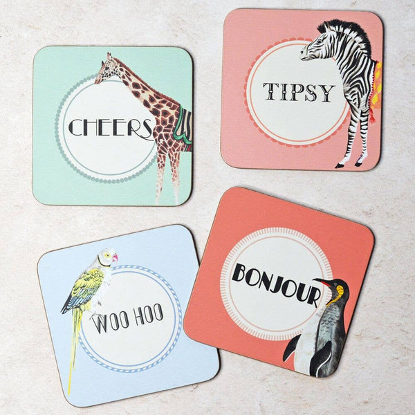 Set of 4 Coasters Text