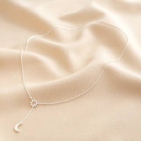 Moon and star laryat necklace in Silver