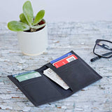 Handmade Buffalo Leather Credit Card Holder: Black