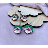 Nell Retro Flower Drop Earrings : Pink