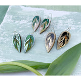 Calathea Leaf Hook Earrings : Pink & Green