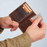 Handmade Buffalo Leather Credit Card Holder: Black