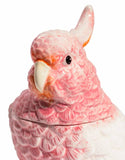 Pink & White Ceramic Parrot Storage Jar/Vase