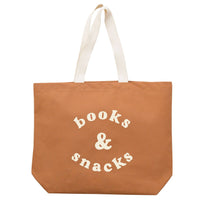 Books & Snacks - Tan Canvas Tote Bag