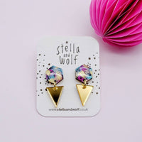 Geometric galaxy drop earrings