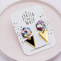 Geometric galaxy drop earrings