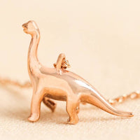 Rose Gold Diplodocus Dinosaur Necklace