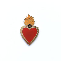 Mexican Heart Enamel Pin Badge - Red/Gold