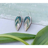 Calathea Leaf Hook Earrings : Pink & Green