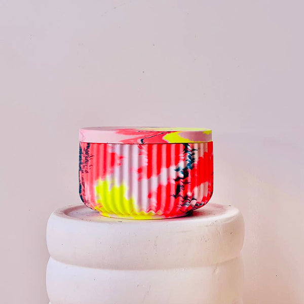 Ribbed Jewellery Box & Lid in Coral & Lilac