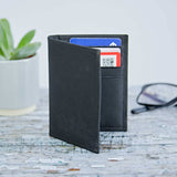 Handmade Buffalo Leather Credit Card Holder: Black