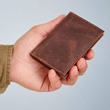 Handmade Buffalo Leather Credit Card Holder: Black