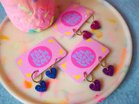 Pink Heart Hoop Earrings