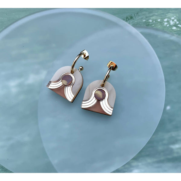 Arch Dot Hoop Earrings : Gold