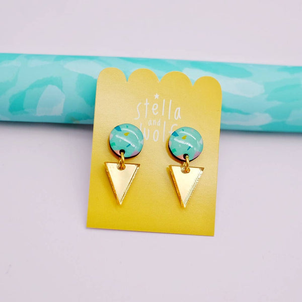 Small Pastel blue terrazzo drop earrings