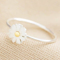 Enamel Daisy Ring in Silver