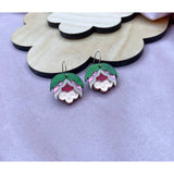Nell Retro Flower Drop Earrings : Pink