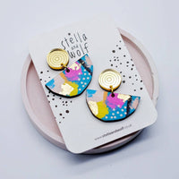 Colourful statement drop earrings