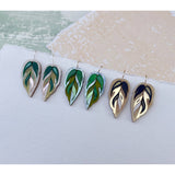 Calathea Leaf Hook Earrings : Pink & Green