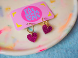 Pink Heart Hoop Earrings