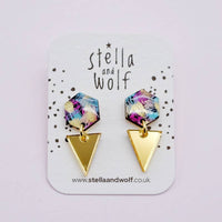 Geometric galaxy drop earrings