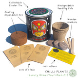 Red Hot Chilli Pot. Grow Your Own Plant Kit, Gardening Gift