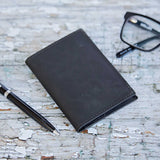 Handmade Buffalo Leather Credit Card Holder: Black
