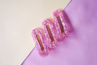 Pink Iridescent Resin Hair Clips - Pack of 3