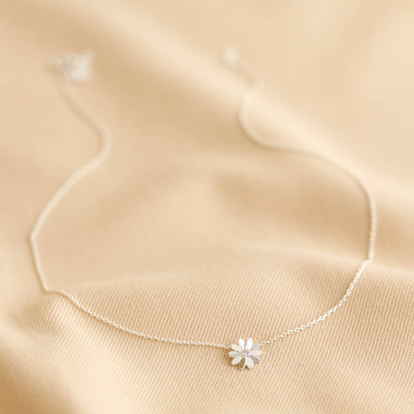 Daisy Charm Necklace in Silver