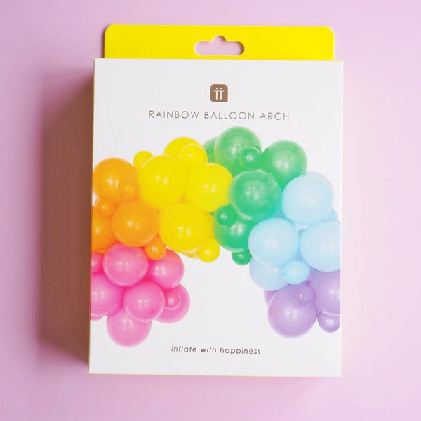Bright rainbow balloon arch kit