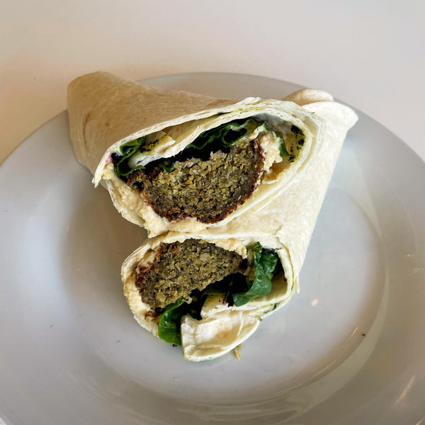 Falafel and houmous wrap