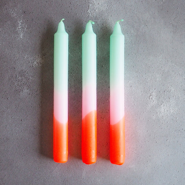 Neon Spring Dip Dye Candles
