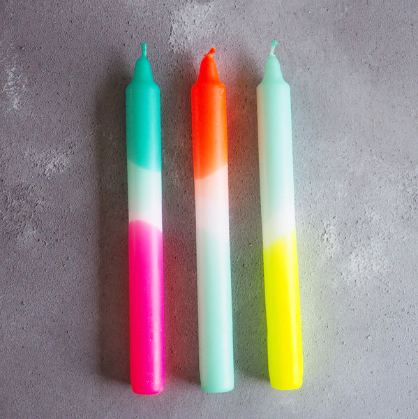 Rainbow Kisses Dip Dye Candles