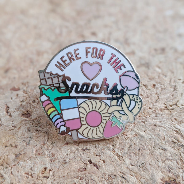 Here For The Snacks Enamel Pin