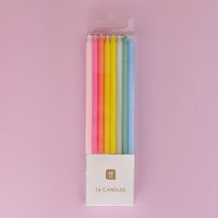 Bright rainbow cake candles