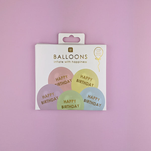 Pastel Happy Birthday Balloons