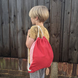 Red and Pink Drawstring Bag by Blafre