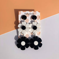 Colourful double flower retro earrings
