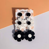 Colourful double flower retro earrings