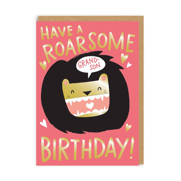 Roarsome Birthday Grandson Hello!Lucky Greeting Card